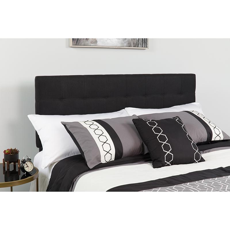 Bedford Tufted Upholstered Queen Size Headboard in Black Fabric. Picture 1