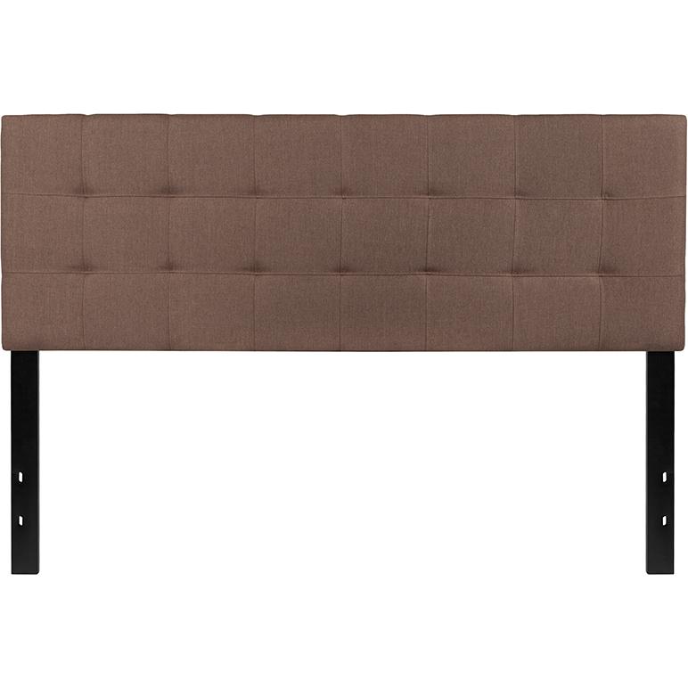 Bedford Tufted Upholstered Queen Size Headboard in Camel Fabric. Picture 2