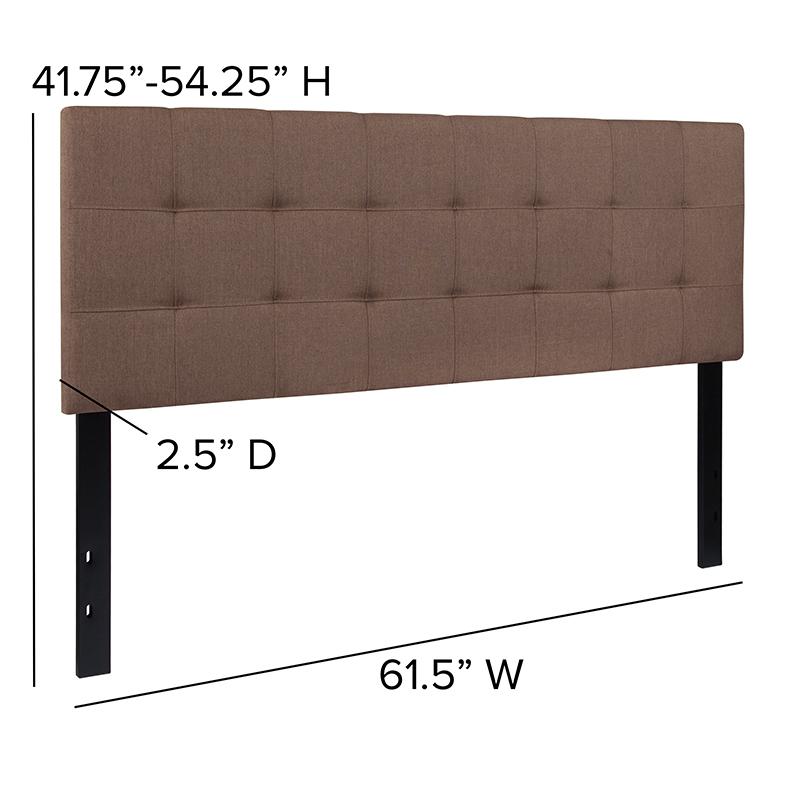 Bedford Tufted Upholstered Queen Size Headboard in Camel Fabric. Picture 3