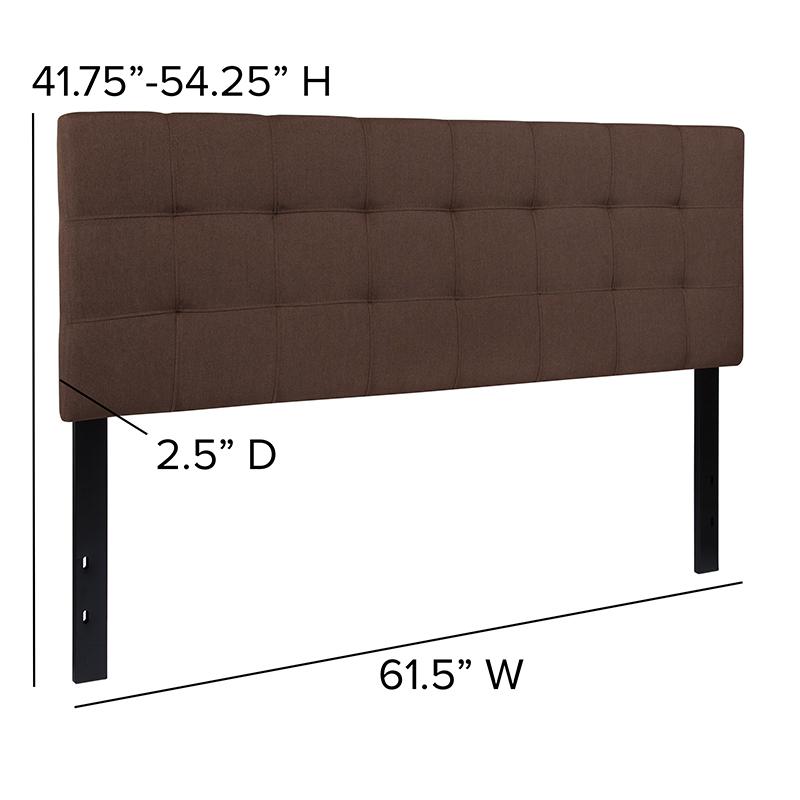Bedford Tufted Upholstered Queen Size Headboard in Dark Brown Fabric. Picture 3
