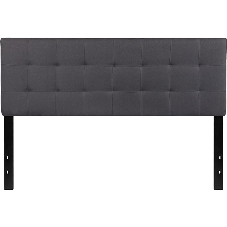 Bedford Tufted Upholstered Queen Size Headboard in Dark Gray Fabric. Picture 2