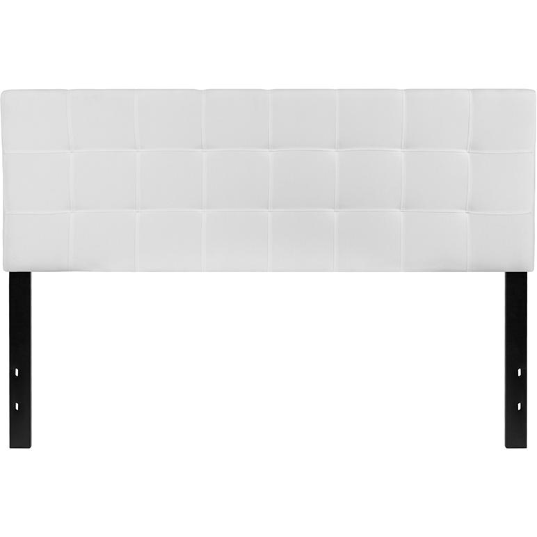 Bedford Tufted Upholstered Queen Size Headboard in White Fabric. Picture 2