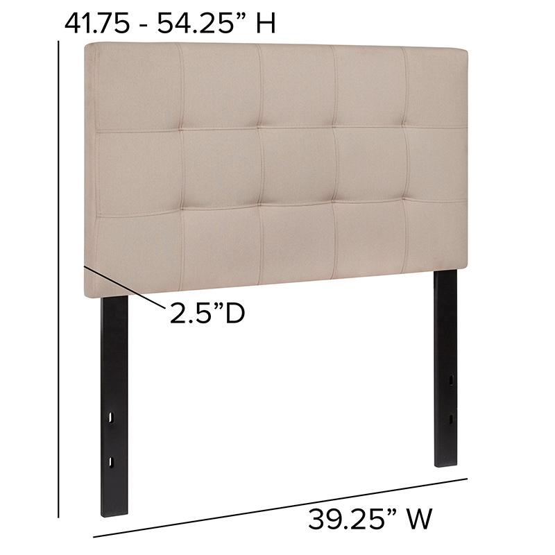 Bedford Tufted Upholstered Twin Size Headboard in Beige Fabric. Picture 3