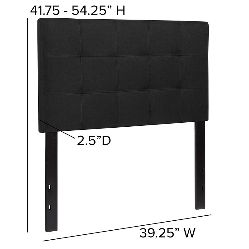 Bedford Tufted Upholstered Twin Size Headboard in Black Fabric. Picture 3