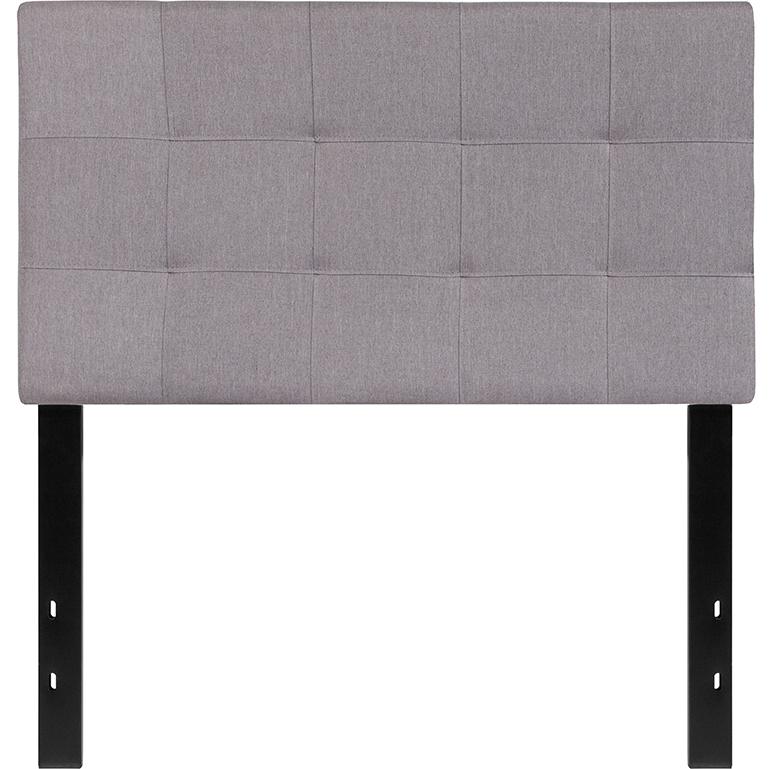 Bedford Tufted Upholstered Twin Size Headboard in Light Gray Fabric. Picture 2