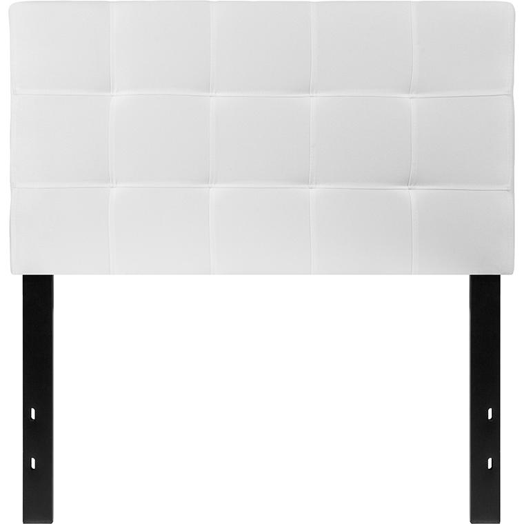 Bedford Tufted Upholstered Twin Size Headboard in White Fabric. Picture 2