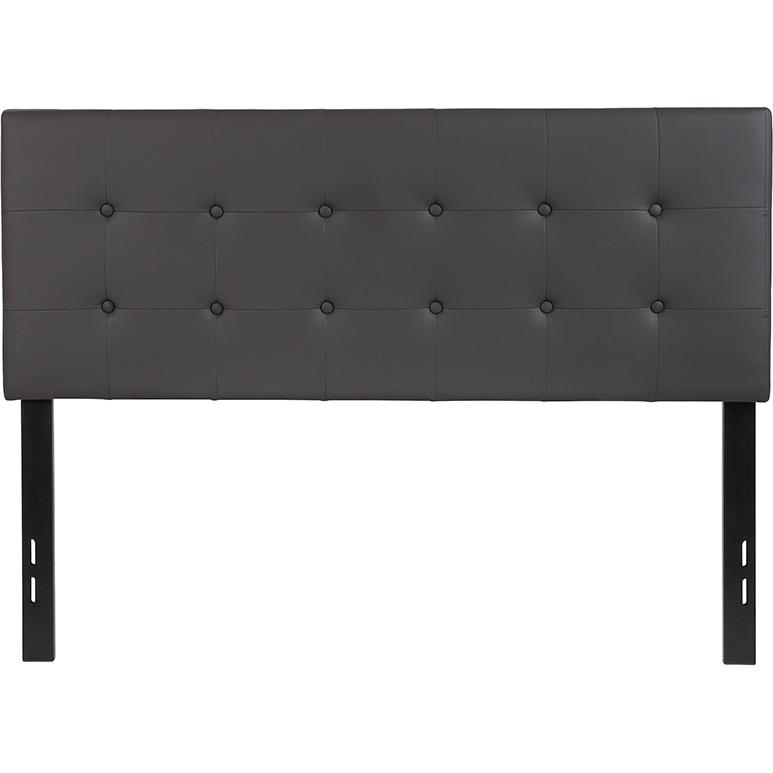 Tufted Upholstered Full Size Headboard in Gray Vinyl. Picture 1