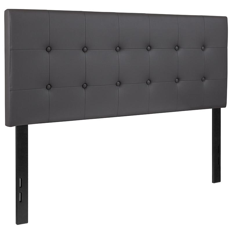Tufted Upholstered Full Size Headboard in Gray Vinyl. Picture 2