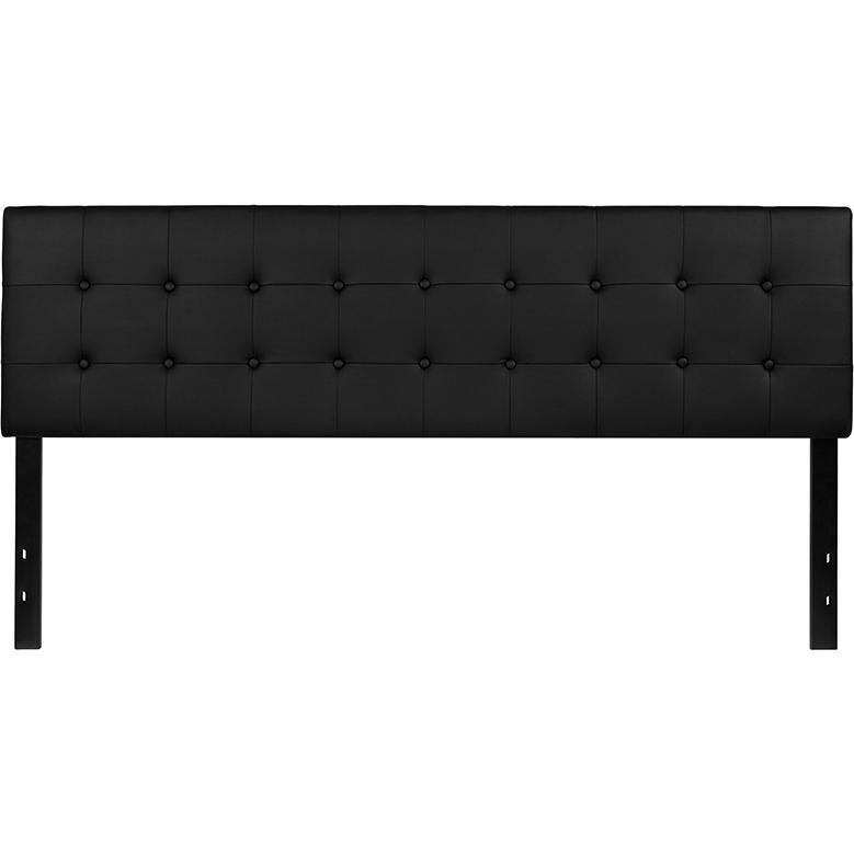 Tufted Upholstered King Size Headboard in Black Vinyl. Picture 1