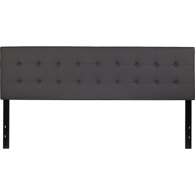 Lennox Tufted Upholstered King Size Headboard in Gray Vinyl. Picture 2