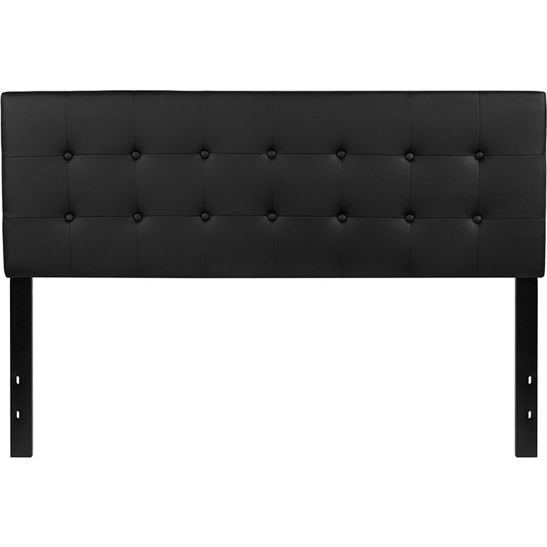 Lennox Tufted Upholstered Queen Size Headboard in Black Vinyl. Picture 2
