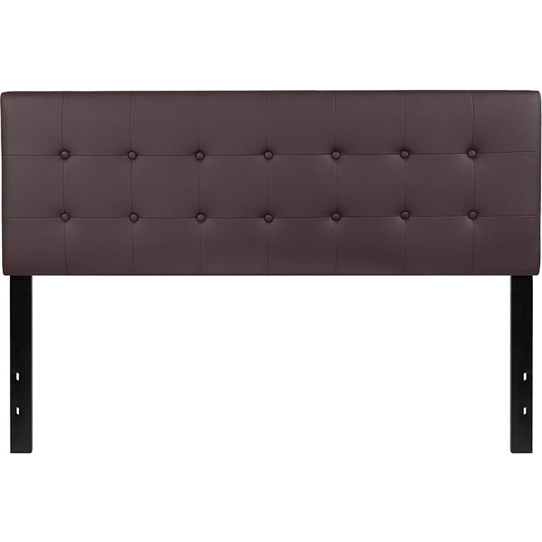 Lennox Tufted Upholstered Queen Size Headboard in Brown Vinyl. The main picture.