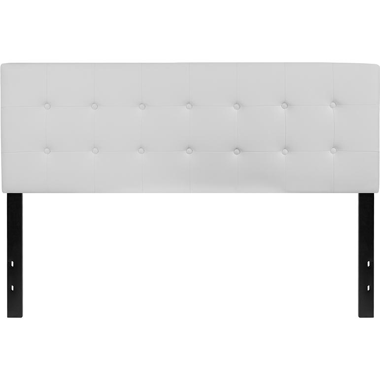 Lennox Tufted Upholstered Queen Size Headboard in White Vinyl. Picture 2