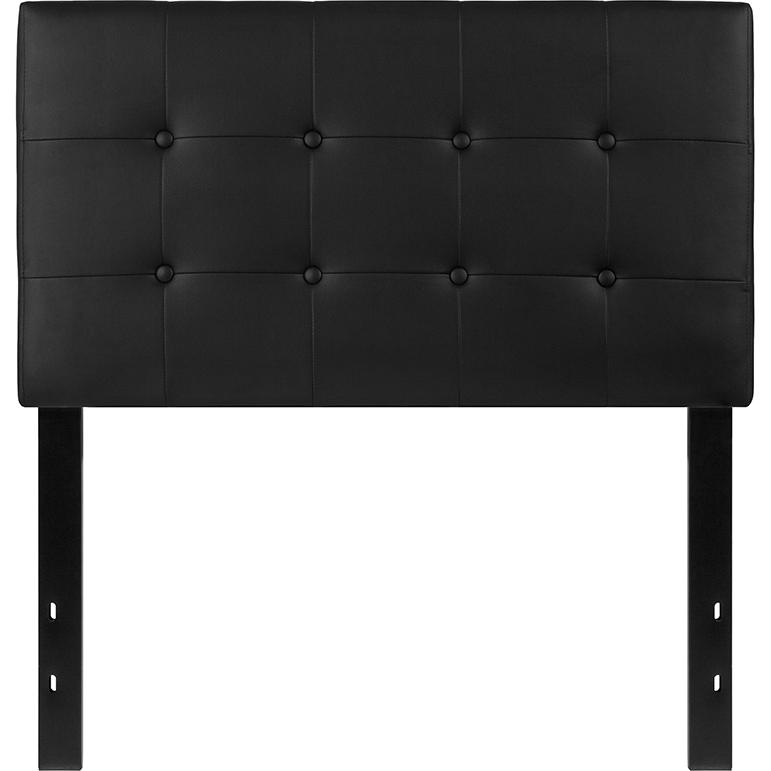Tufted Upholstered Twin Size Headboard in Black Vinyl. Picture 2