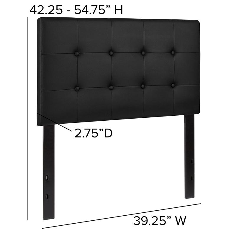 Tufted Upholstered Twin Size Headboard in Black Vinyl. Picture 4