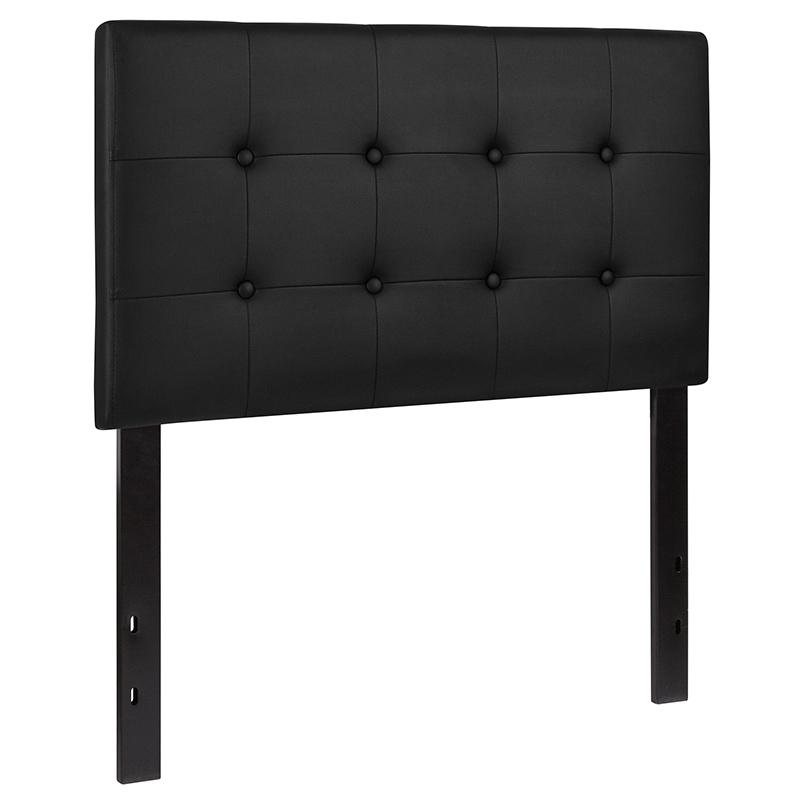 Tufted Upholstered Twin Size Headboard in Black Vinyl. Picture 3