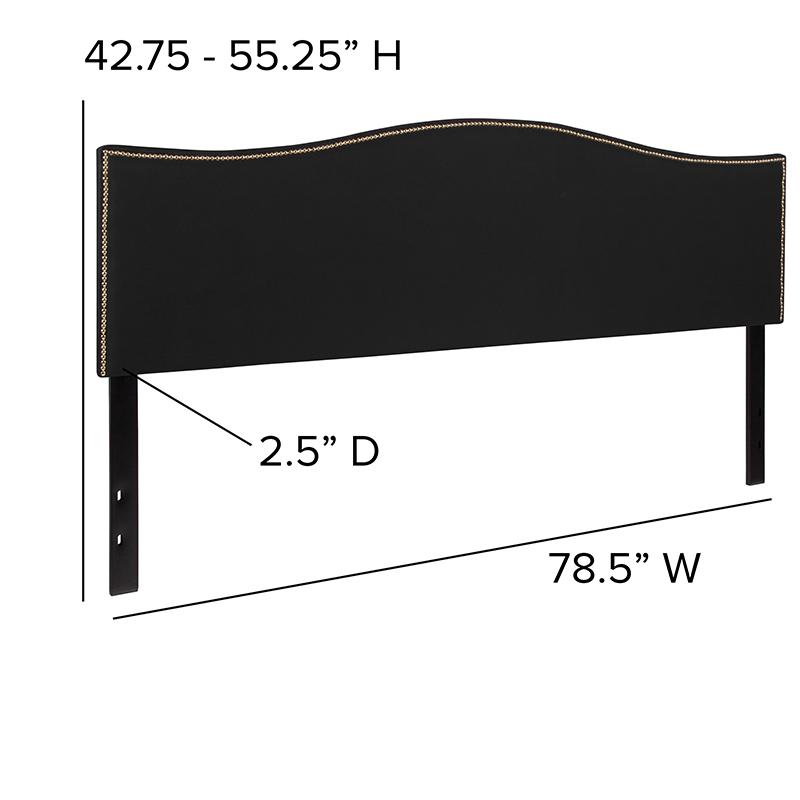 Lexington Upholstered King Size Headboard with Accent Nail Trim in Black Fabric. Picture 2
