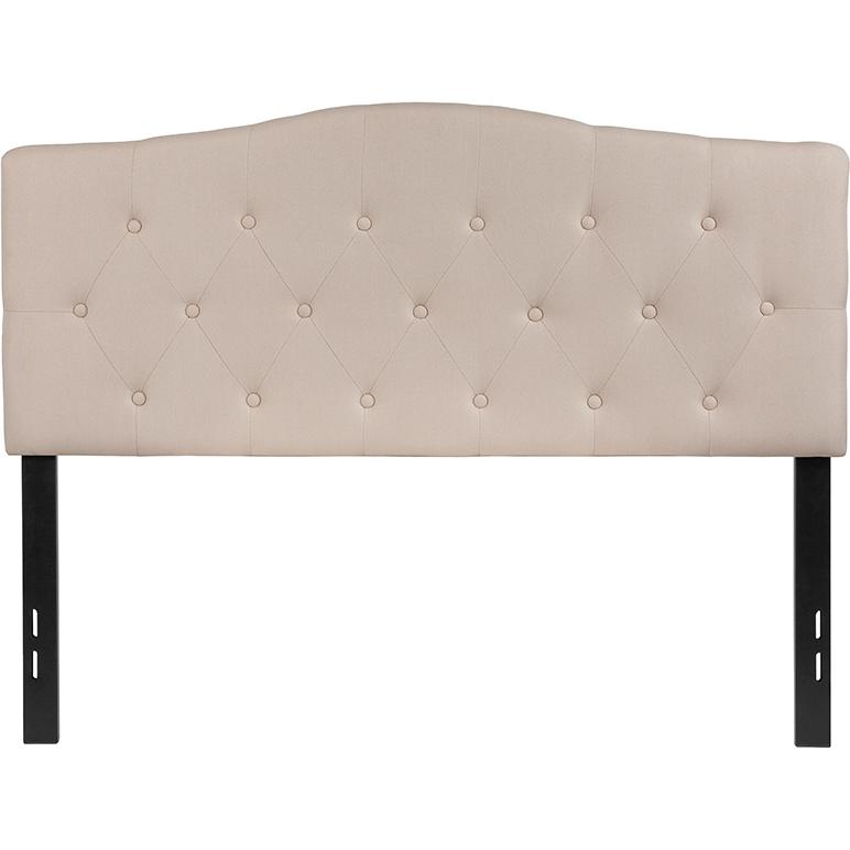 Cambridge Tufted Upholstered Full Size Headboard in Beige Fabric. Picture 2
