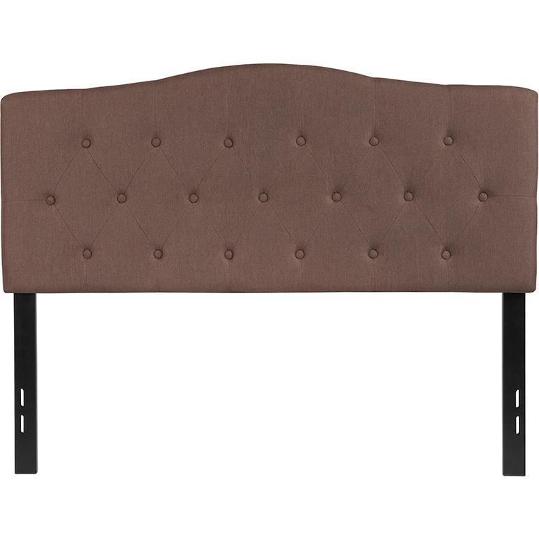 Tufted Upholstered Full Size Headboard in Camel Fabric. Picture 2