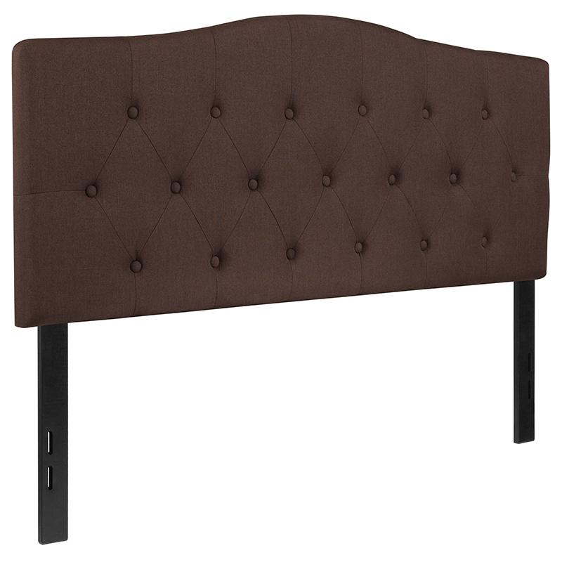 Cambridge Tufted Upholstered Full Size Headboard in Dark Brown Fabric. Picture 3