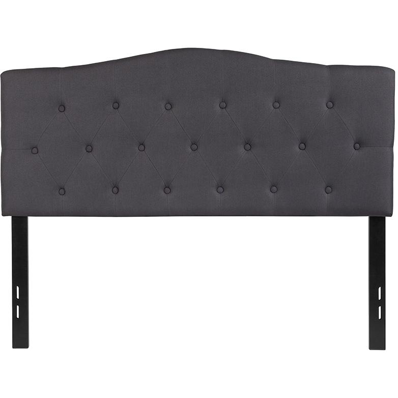 Tufted Upholstered Full Size Headboard in Dark Gray Fabric. Picture 2
