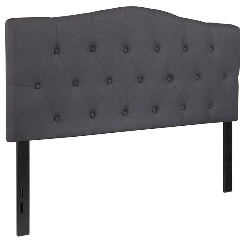 Tufted Upholstered Full Size Headboard in Dark Gray Fabric. Picture 3