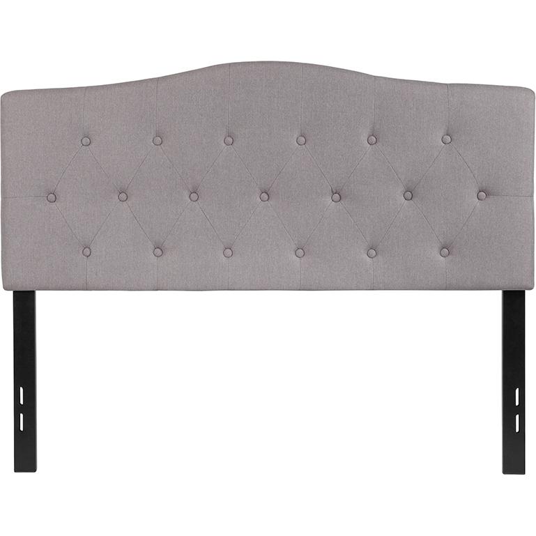 Cambridge Tufted Upholstered Full Size Headboard in Light Gray Fabric. Picture 2