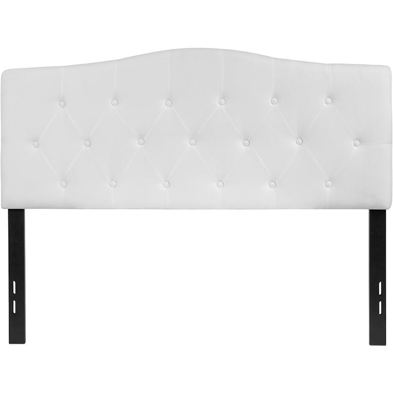 Tufted Upholstered Full Size Headboard in White Fabric. Picture 3