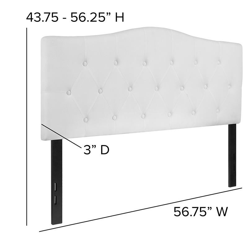 Tufted Upholstered Full Size Headboard in White Fabric. Picture 4