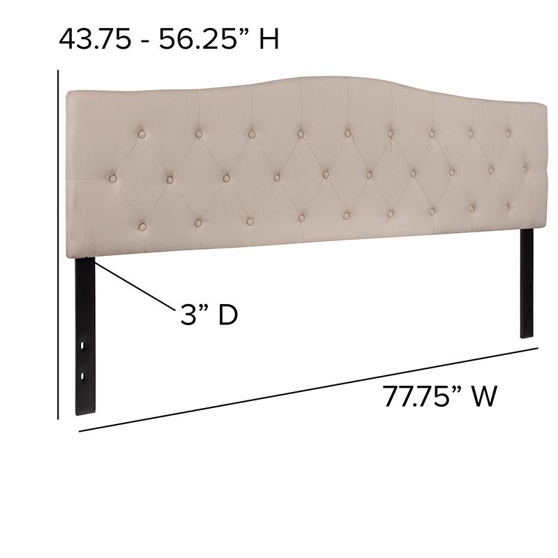 Cambridge Tufted Upholstered King Size Headboard in Beige Fabric. Picture 3