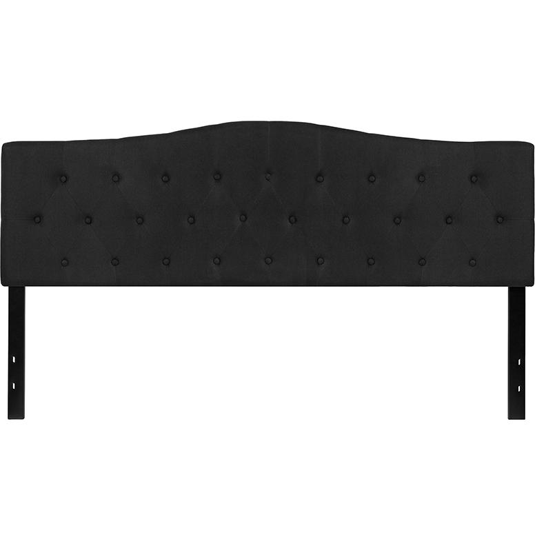 Cambridge Tufted Upholstered King Size Headboard in Black Fabric. Picture 2