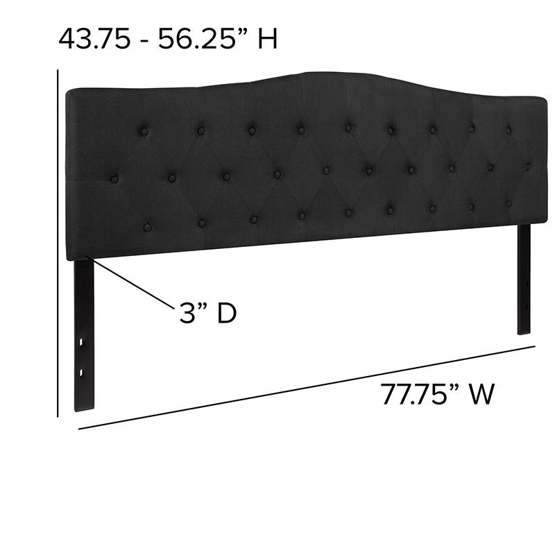 Cambridge Tufted Upholstered King Size Headboard in Black Fabric. Picture 3