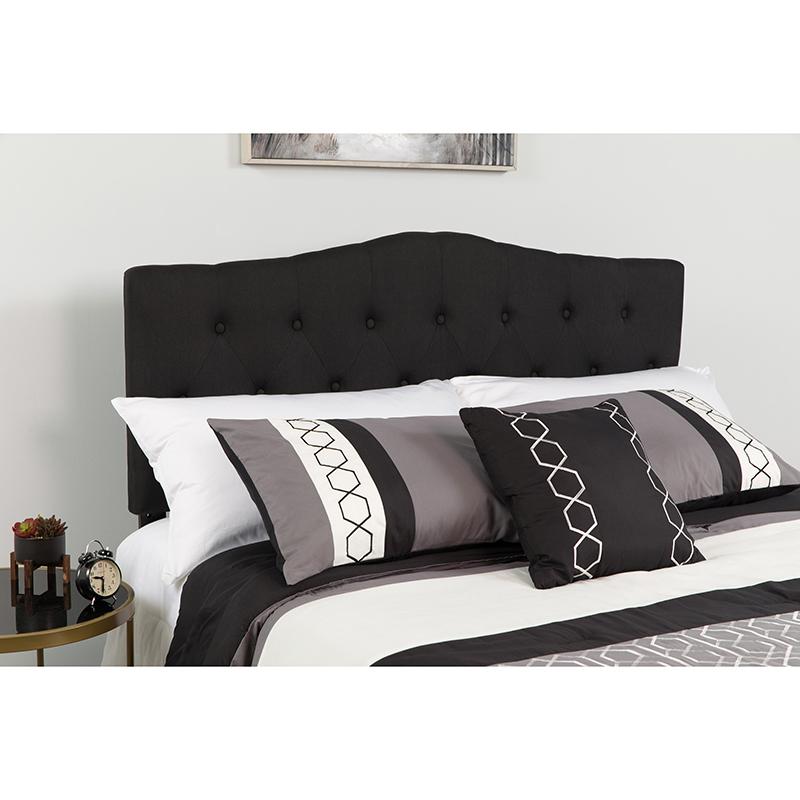 Cambridge Tufted Upholstered King Size Headboard in Black Fabric. Picture 1