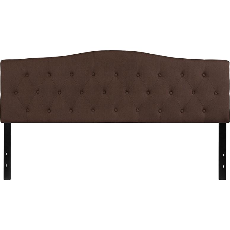 Tufted Upholstered King Size Headboard in Dark Brown Fabric. Picture 2