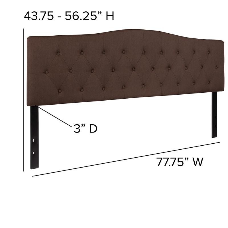 Tufted Upholstered King Size Headboard in Dark Brown Fabric. Picture 3