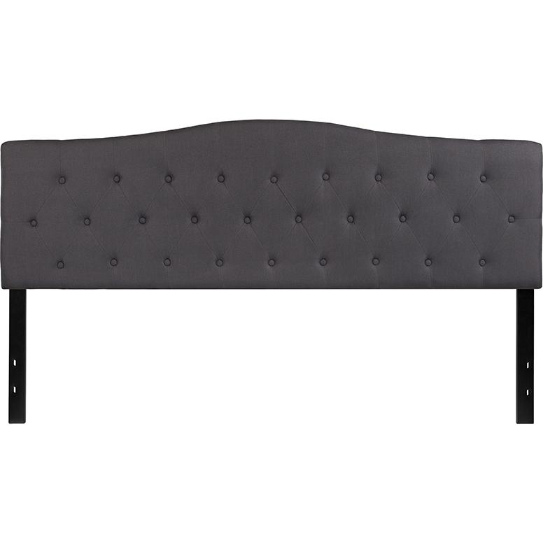 Tufted Upholstered King Size Headboard in Dark Gray Fabric. Picture 2