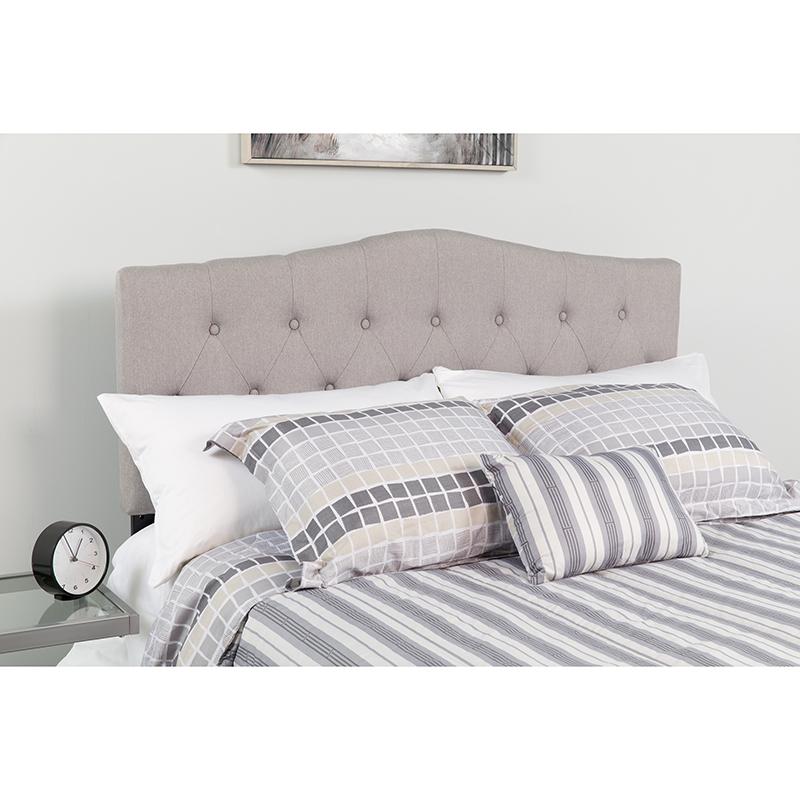 Cambridge Tufted Upholstered King Size, Light Gray Quilted Headboard