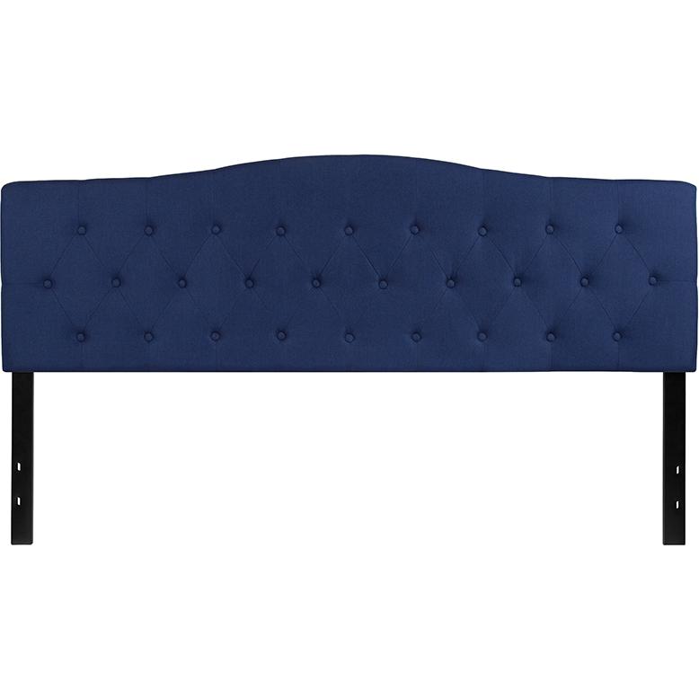 Tufted Upholstered King Size Headboard in Navy Fabric. Picture 2