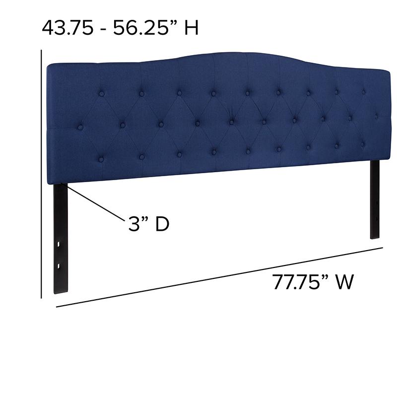 Tufted Upholstered King Size Headboard in Navy Fabric. Picture 3