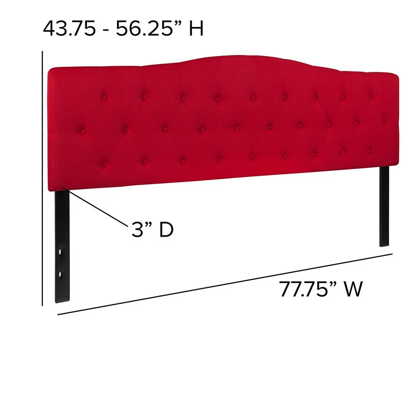 Cambridge Tufted Upholstered King Size Headboard in Red Fabric. Picture 3