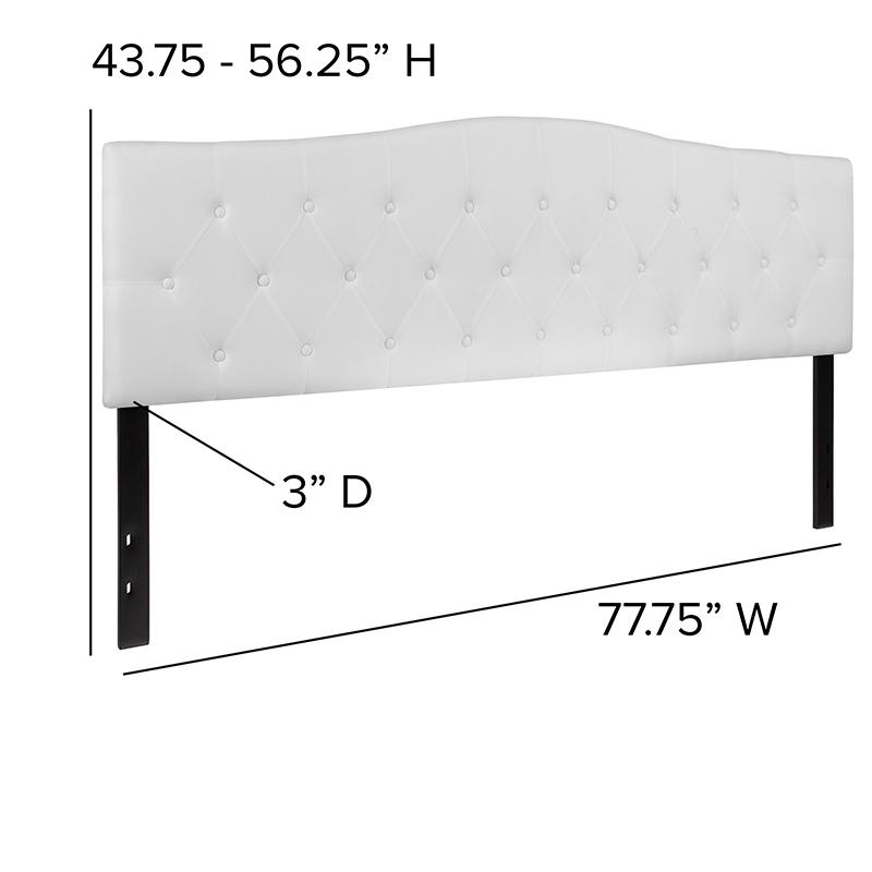 Tufted Upholstered King Size Headboard in White Fabric. Picture 3