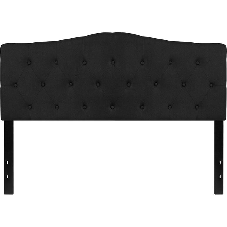 Tufted Upholstered Queen Size Headboard in Black Fabric. Picture 2