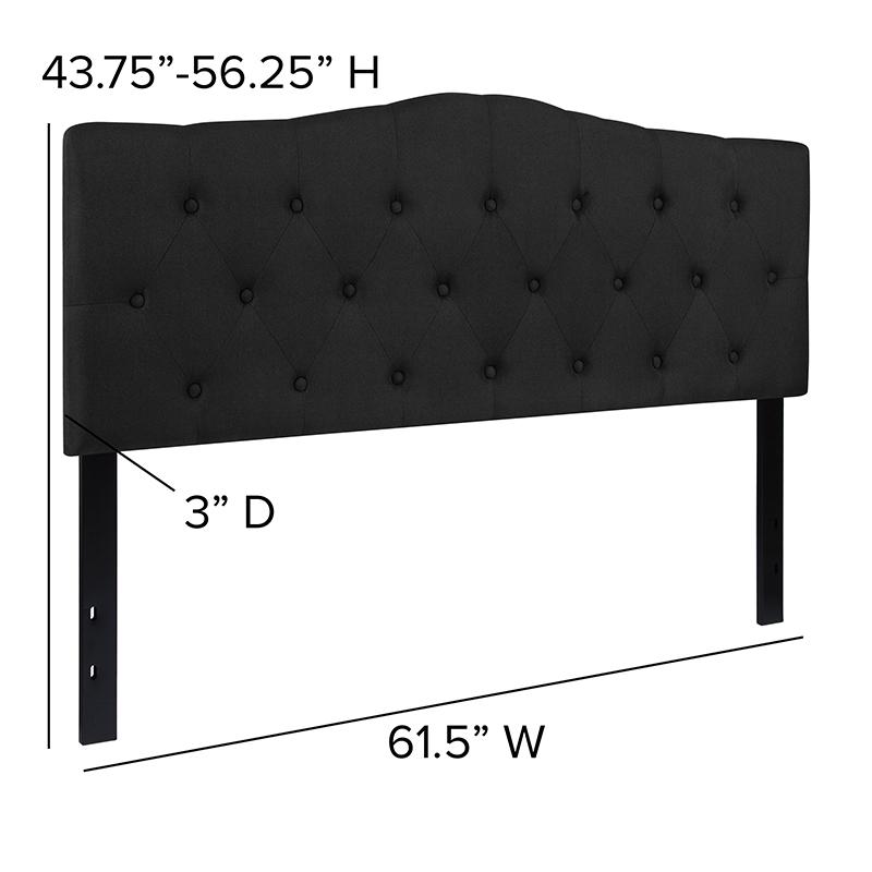 Tufted Upholstered Queen Size Headboard in Black Fabric. Picture 4