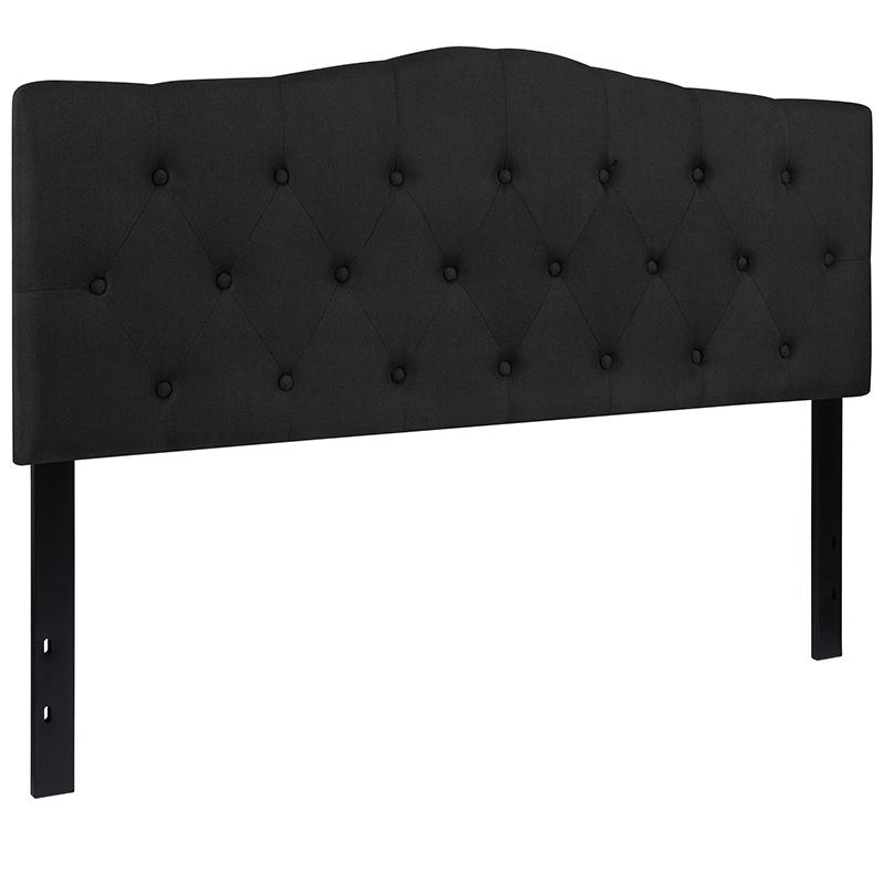 Tufted Upholstered Queen Size Headboard in Black Fabric. Picture 3