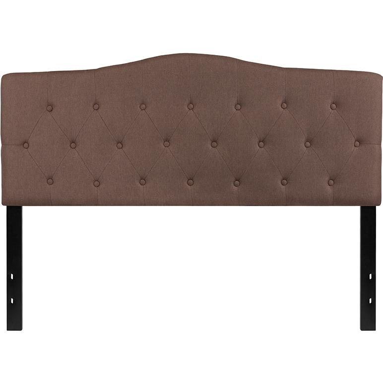 Cambridge Tufted Upholstered Queen Size Headboard in Camel Fabric. Picture 2