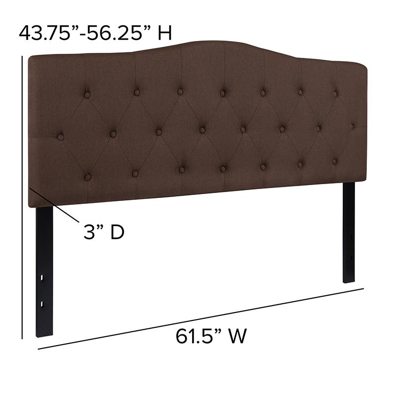 Tufted Upholstered Queen Size Headboard in Dark Brown Fabric. Picture 4