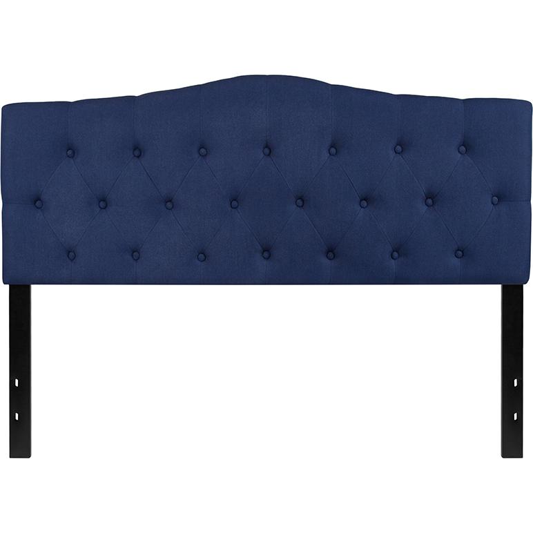 Cambridge Tufted Upholstered Queen Size Headboard in Navy Fabric. Picture 2