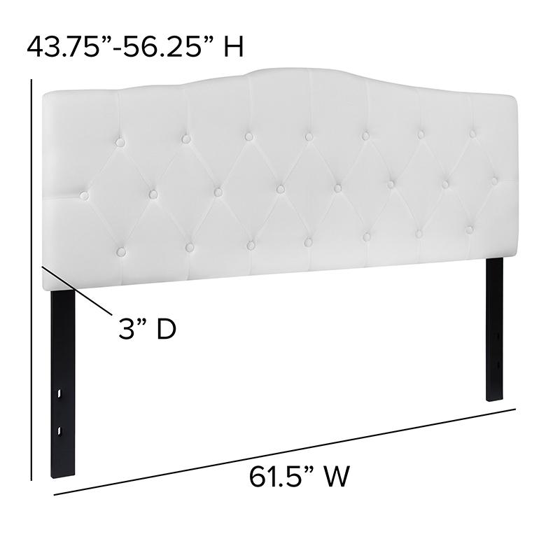 Cambridge Tufted Upholstered Queen Size Headboard in White Fabric. Picture 2