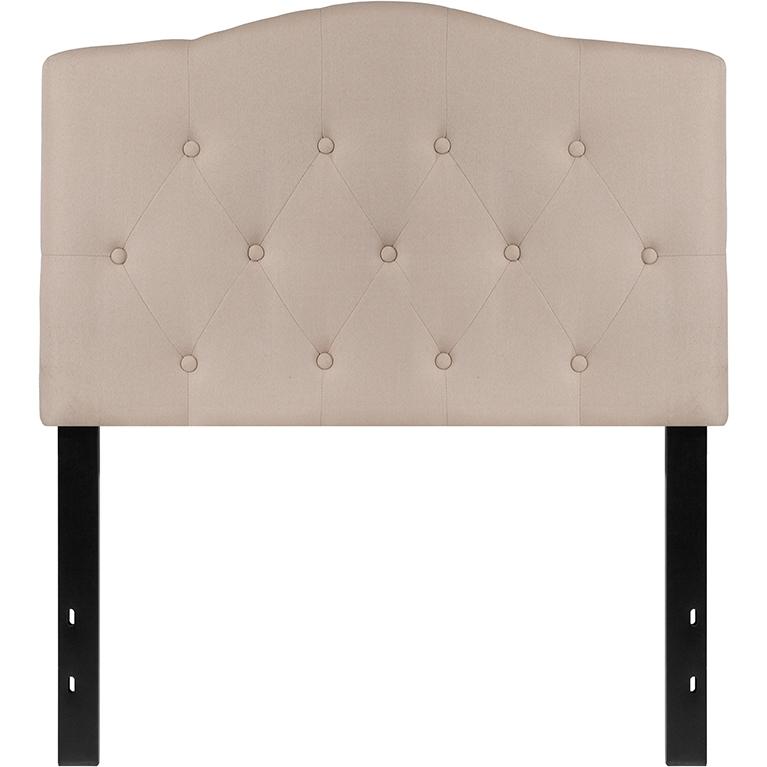Tufted Upholstered Twin Size Headboard in Beige Fabric. Picture 2