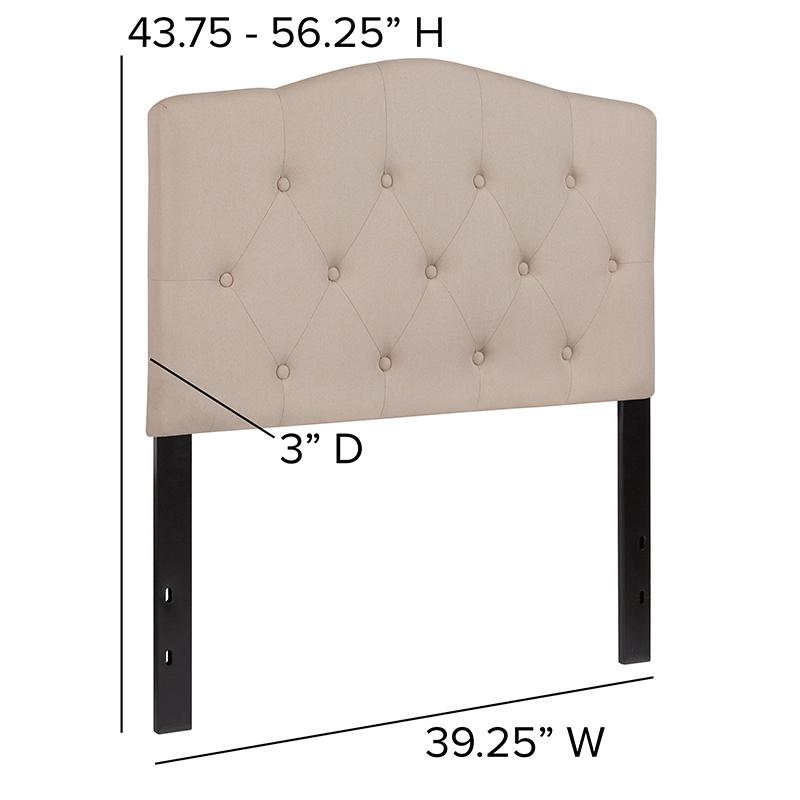 Tufted Upholstered Twin Size Headboard in Beige Fabric. Picture 4